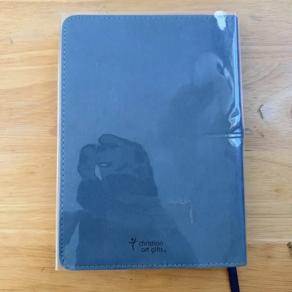 Serenity Prayer Journal Teal Faux Leather Silver Gilded Edges Bible Verse
